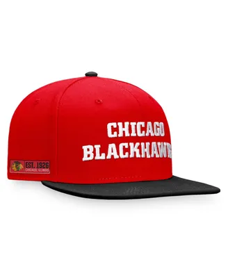 Men's Fanatics Red, Black Chicago Blackhawks Iconic Color Blocked Snapback Hat