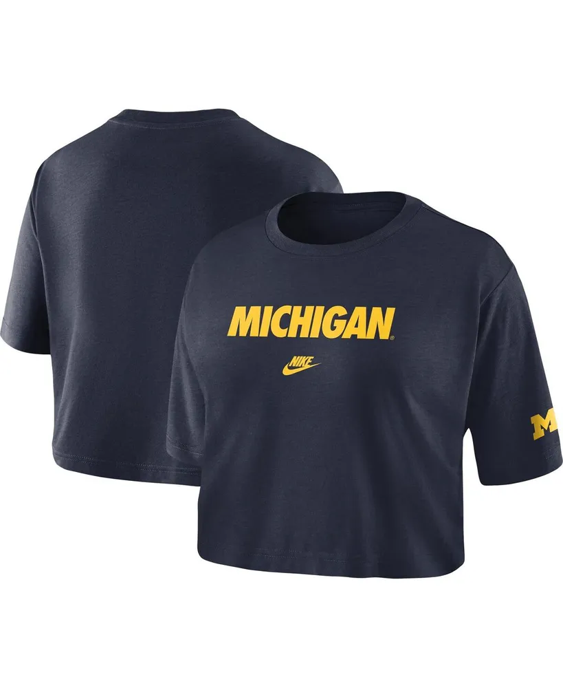 Nike Women's Nike Navy Michigan Wolverines Wordmark Cropped T-shirt