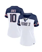 Women's Fanatics Mac Jones White New England Patriots Athena Name and Number V-Neck Top