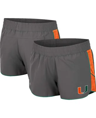 Women's Colosseum Gray Miami Hurricanes Pull The Switch Running Shorts