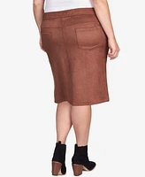 Hearts Of Palm Plus Size Teal The Show Solid Faux Suede Skort