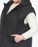 White Mark Plus Diamond Quilted Hooded Puffer Vest