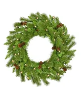 Kurt Adler 24" Pre-Lit Clear Incandescent Pinecone Wreath