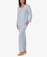 Aria Women's 3/4 Sleeve Long Pant Pajama Set, 2 Piece