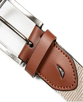 Nautica Men's Leather Tab Signature Webbing Logo Belt