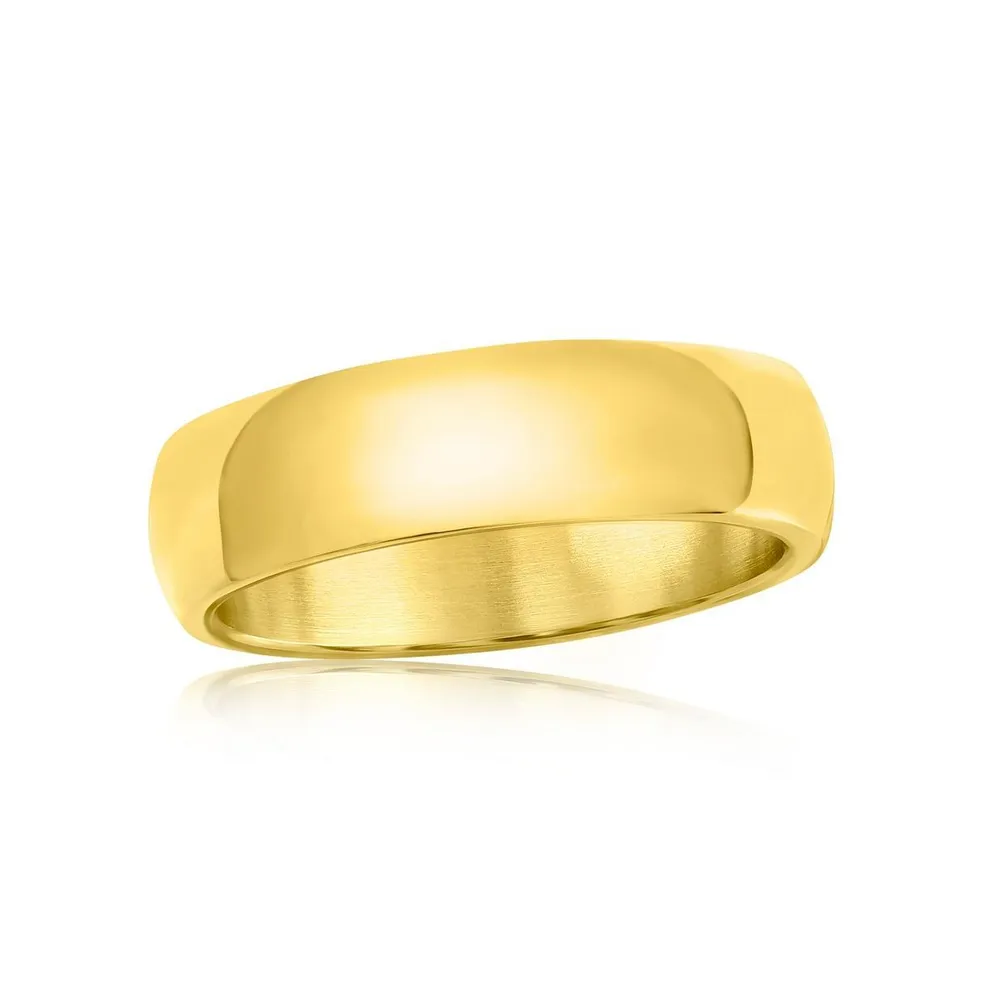 Metallo Stainless Steel Polished Ring - Gold Plated