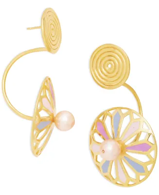 Nectar Nectar New York 18k Gold-Plated Pink Cultured Pearl Statement Earrings