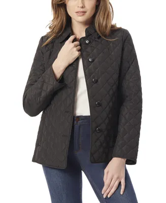 Jones New York Petite Quilted Button-Down Long-Sleeve Coat