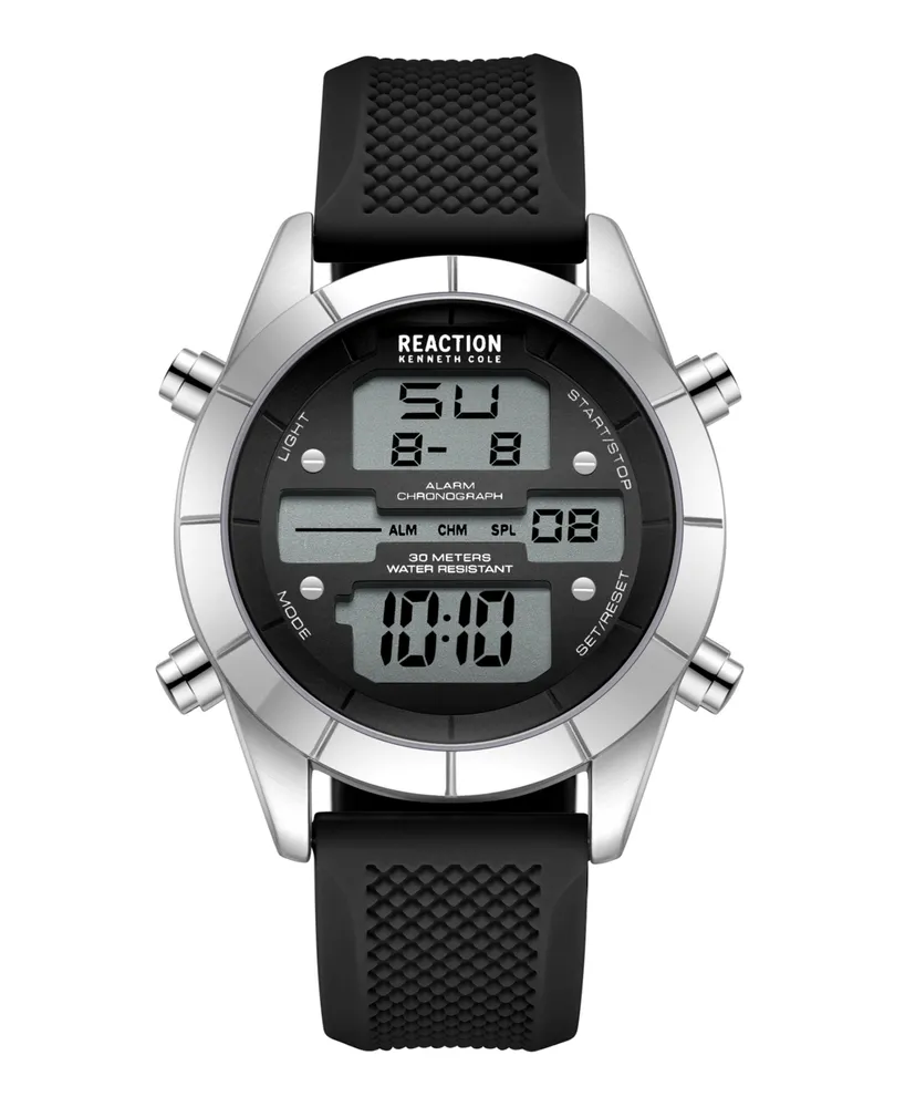 Kenneth Cole Reaction Men's Digital Silicone Watch 44mm