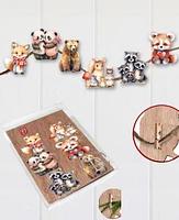 Designocracy Forest Animals Christmas Wooden Clip-On Ornaments Set of 6 G. DeBrekht