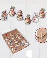 Designocracy Snowman Christmas Wooden Clip-On Ornaments Set of 6 G. DeBrekht