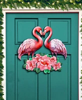 Designocracy Holiday Wall Decor Door Decor Flamingos in Love Wooden G. DeBrekht