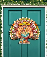 Designocracy Holiday Door Decor Wooden Door Hanger Autumn Turkey G. DeBrekht