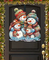 Designocracy Snowman's Family Christmas Wooden Wall Decor Door Decor G. DeBrekht