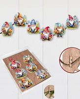 Designocracy Holiday Wooden Clip-On Ornaments Garden Gnomes Set of 6 G. DeBrekht