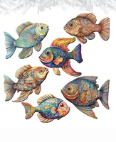 Designocracy Holiday Wooden Clip-On Ornaments Coastal Fish Set of 6 G. DeBrekht