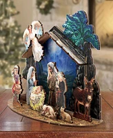 Designocracy Nativity with Angel Village 12" Christmas Nativity Mantel Decor G. DeBrekht