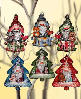 Designocracy Christmas Gnomes Christmas Wood Clip-On Ornaments Set of 6 J. Mills-Price