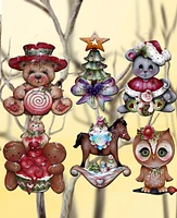 Designocracy Spirit of Christmas Wood Clip-On Ornaments Set of 6 J. Mills-Price