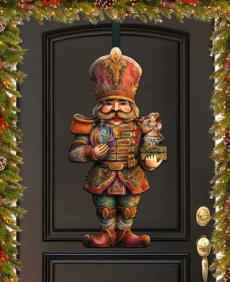 Designocracy Clara and Nutcracker Prince Christmas Door Hanger Wooden Door Decor G. DeBrekht