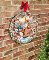 Designocracy Merry Christmas Wreath Christmas Wooden Wall Decor Door Decor G. DeBrekht