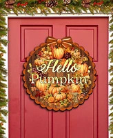 Designocracy Holiday Wooden Door Decor Welcome Sign Hello Pumpkin G. DeBrekht
