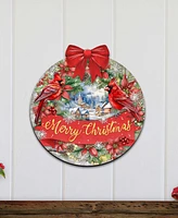 Designocracy Merry Christmas Wooden Door Decor Welcome Sign Hanging Decoration G. DeBrekht