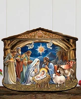 Designocracy The Birth of Jesus Nativity Scene Christmas Wooden Door Hanger Door Decor G. DeBrekht