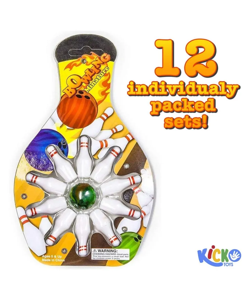 Everything You Need Kicko Miniature Bowling Game Set - 12 pieces 1.5 Inch Deluxe - for Kids, Playing, Party Favors, Fun, Boys, Girls, Bowlers Etc.