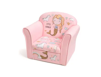 Kids Mermaid Armrest Couch Upholstered Sofa Chair