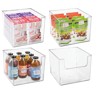 mDesign Kitchen Plastic Storage Organizer Bin with Open Front - Pack - Clear