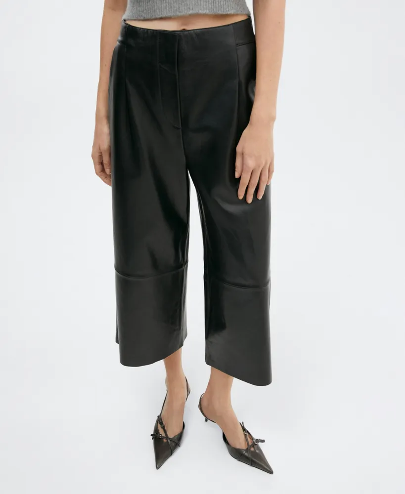 Mango Leather-effect elastic waist trousers - 57055139-37