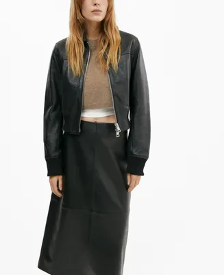 Mango Women's Leather Midi Skirt