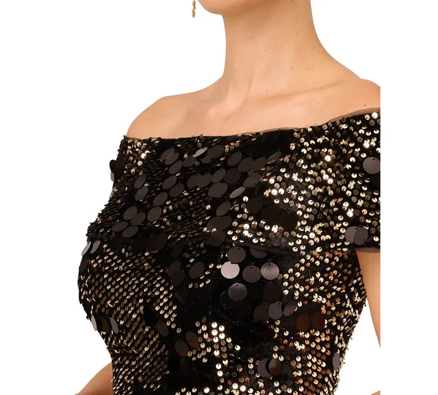 Sequined One-shoulder Net Top