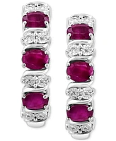 Effy Emerald (1-1/6 ct. t.w.) & Diamond (1/20 Extra Small Hoop Earrings Sterling Silver, 0.33" (Also available Ruby and Sapphire)