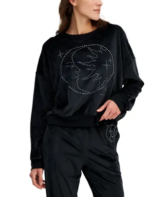 Grayson Threads, The Label Juniors' Celestial-Print Velour Sweatshirt