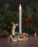 Fitz and Floyd Noel Holiday Resting Deer Candle Holder, 5.5-in