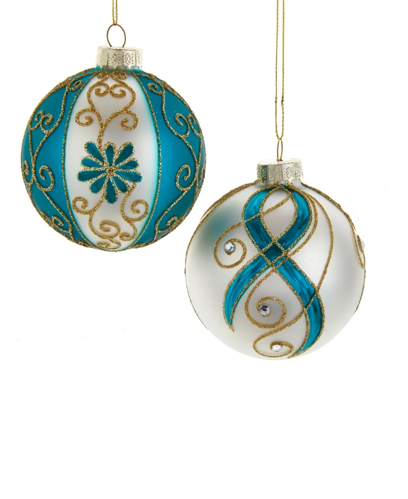 Kurt Adler 80mm Embellished Ball Ornaments, 6 Piece Set