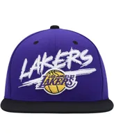 Men's Mitchell & Ness Purple, Black Los Angeles Lakers Hardwood Classics Soul Transcript Snapback Hat