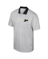 Men's Colosseum White, Black Purdue Boilermakers Print Stripe Polo Shirt