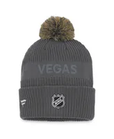 Men's Fanatics Charcoal Vegas Golden Knights Authentic Pro Home Ice Cuffed Knit Hat with Pom