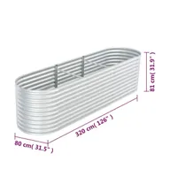 vidaXL Garden Raised Bed 126"x31.5"x31.9" Galvanized Steel Silver