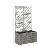 vidaXL Trellis Raised Bed with 2 Pots 22.8" x 11.8" x 42.1" Poly Rattan Gray