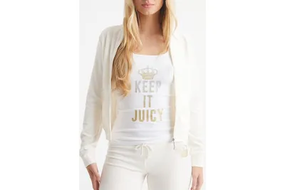 Juicy Couture Women's Heritage Mock Neck Track Jacket With Back Graphic