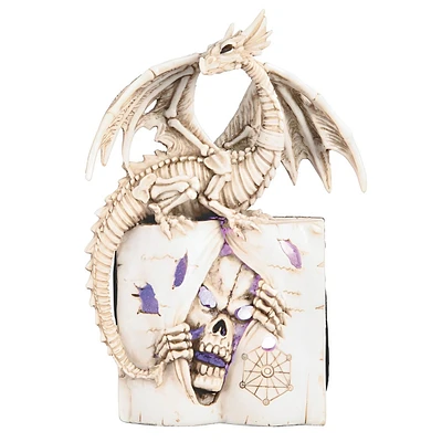Fc Design 8"H Led Ivory Dragon on Skull Book of The Dead Statue Fantasy Decoration Figurine Home Decor Perfect Gift for House Warming, Holidays and Bi