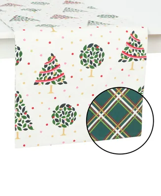 kate spade new york Holiday Confetti Acrobat Plaid Reversible Holiday Table Runner, 15" x 72"