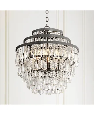 Vienna Full Spectrum Beloit Rust Bronze Pendant Chandelier Lighting 20" Wide Farmhouse Rustic Crystal 3-Tier 4