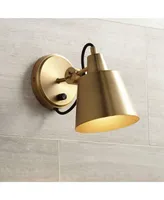 Possini Euro Design Capetown Modern Wall Sconce Lighting Warm Brass Gold Hardwired 5 3/4" Wide Fixture Up Down Swivel Head for Bedroom Bathroom Vanity