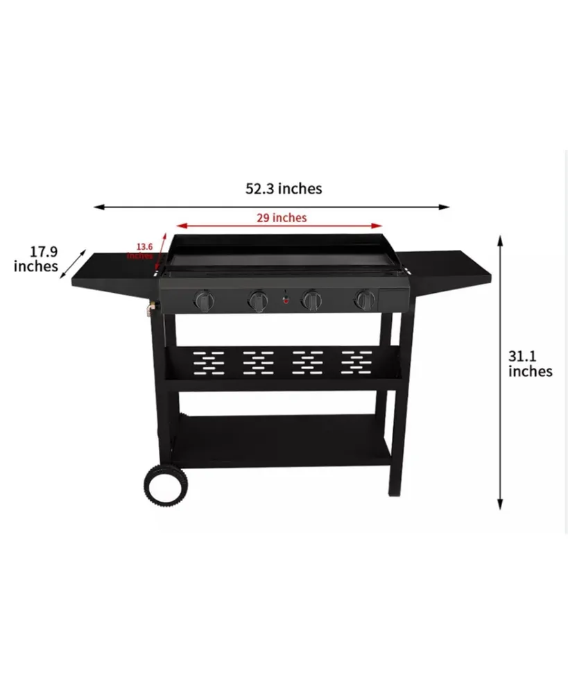 Sugift 4 Burner Propane Gas Grill Flat Top Griddle Grill in Black