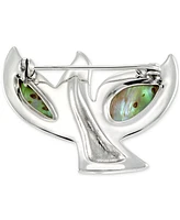 Abalone & Marcasite (1/3 ct. t.w.) Dove Pin in Sterling Silver